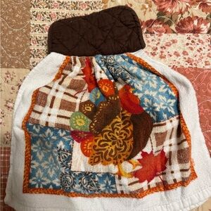 Thanksgiving Turkey Kitchen Towel Brown Topper Hanging Hand Towel Fall Decor